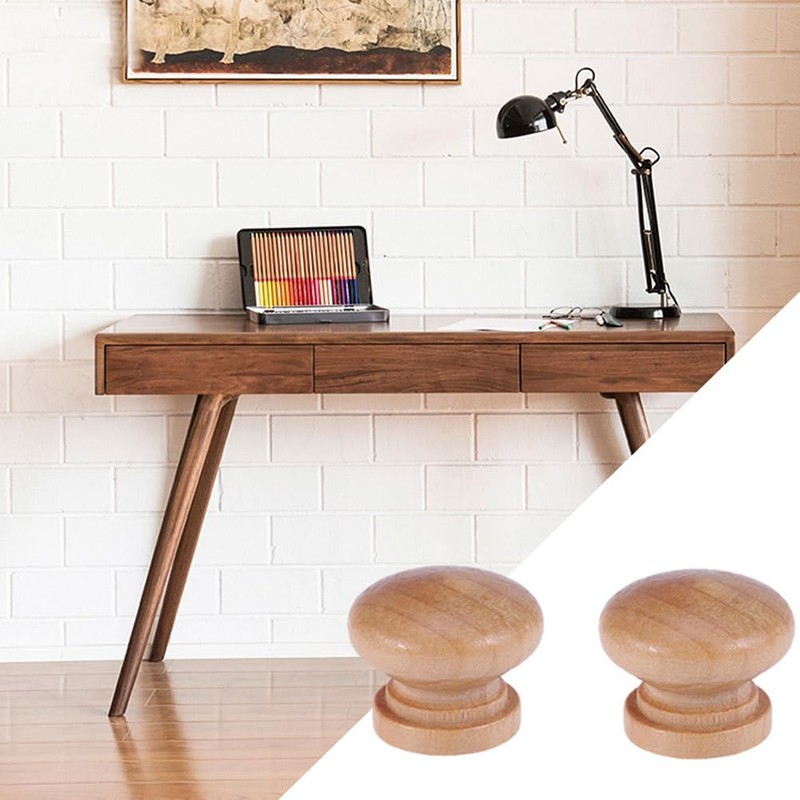 Wooden Knobs Cabinet Furniture Drawer Knobs Pulls Handles with Screw