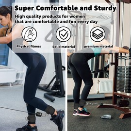 Anemeeoke Ankle Straps for Cable Machine 1Pair, Kickbacks Glute Workouts, Lower Body Exercises, Adjustable Leg Straps with Neoprene Padding Men Women(Black)