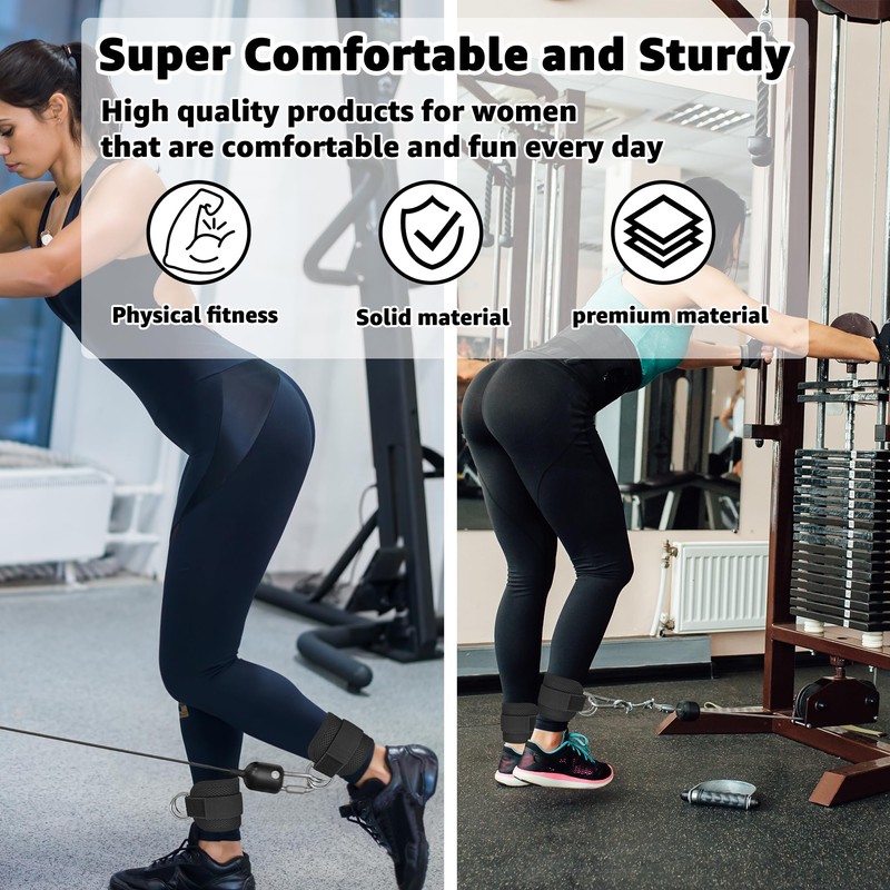 Anemeeoke Ankle Straps for Cable Machine 1Pair, Kickbacks Glute Workouts,
