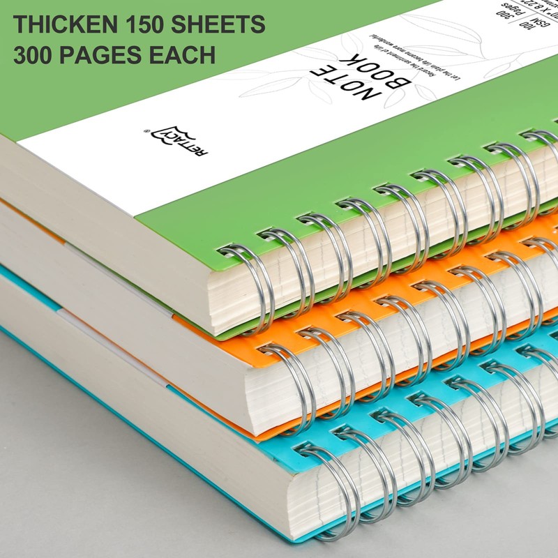 RETTACY B5 Notepad, Notebook, Spiral Bound Notebooks, 300 Sheets/150 Pages