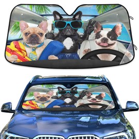 Car Sun Shade Funny French Bulldog Windshield Sunshade Protector for Small Car SUV Front Window