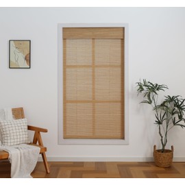 Everyday Celebration Cordless Bamboo Roman Shades – Light Filtering & Privacy, Pull-Down Window Shades for Indoor Use, 27" W X 72" H, (Natural)