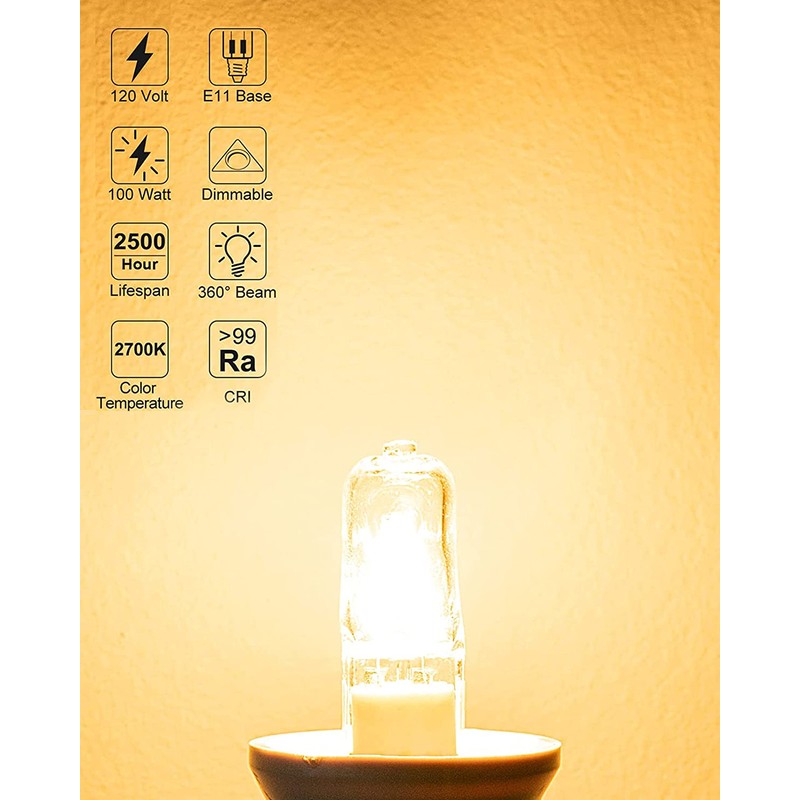 Jaenmsa JDE11 120V 100W Halogen Mini Candelabra Bulbs,T4 100W JD