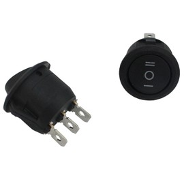 Lumonic 5 x Plastic Rocker Switch Diameter 23 mm in Black I with a 4.8 x 0.8 mm Plug Flat Connector I Suitable for 250 V 6 A