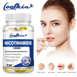 500mg Vitamin B3 Nicotinamide 120 Capsules - Energy Support Skin Health, 2 Count, 60 Tablets / 500mg 비타민 B3 니코틴아마이드 120캡슐 - 에너지 지원 피부 건강, 2개, 60정