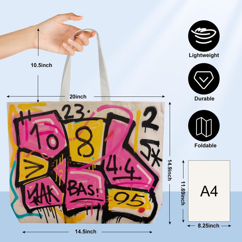 Graffiti Style Digital Print Tote Bag – Spacious Zippered Bag