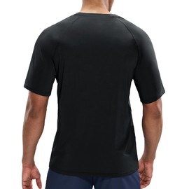 MIER Men's Dry Fit Workout T-Shirts Short Sleeve Running Gym Athletic Performance Tee Tops, Polyester, Black, M
