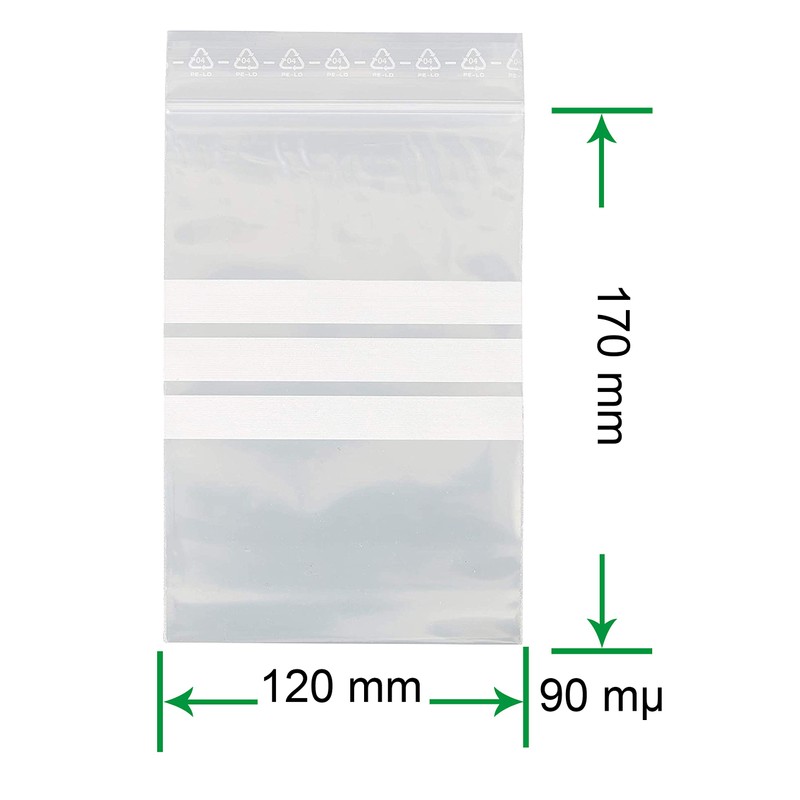 HeiGroup - HeiZip 100 x Ziplock Bags with Labelling Strips