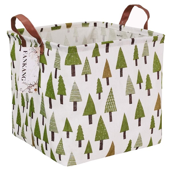 FANKANG Square Nursery Hamper Storage Bins Canvas Laundry Basket Foldable