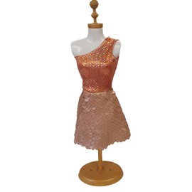 Fat-catz-copy-catz Peach Orange Reversible Sequins Doll's Sized Cocktail Mini Gown Dress for 11.5" Fashion Princess Dolls