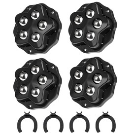 8Pcs Self Adhesive Caster Wheels Stainless Steel 360° Swivel Low Profile Rollers with Brake Pads,for Furniture, Kitchen, Storage Bins & Mop Bucket (Black-4pcs)