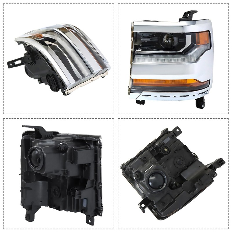 labwork 1PC Headlight Assembly Chrome Housing Replacement for Silverado 1500