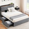 Full Size Bed Frame with Storage, Velvet Upholstered Platform Bed