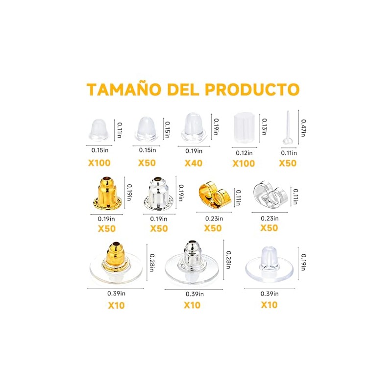 600Pcs Respaldos de Aretes de Silicona Transparente