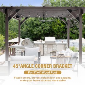 4" X4" Pergola Brackets 2 Pcs,45 Degree Angle Bracket Angle Brace,2mm Steel DIY Corner Pergola Kit for for Gazebos,Garages,Decks, Stables,Sheds,Patio,Sheds