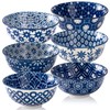 AntoKueh 6 inches Blue and White Ceramic Bowls, 25Oz Deep