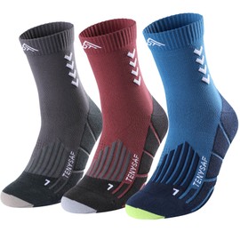 TENYSAF Compression Crew Running Socks: Athletic Socks for Men Women with Cushion,3 Pairs Work Hiking Basketball Sport Socks