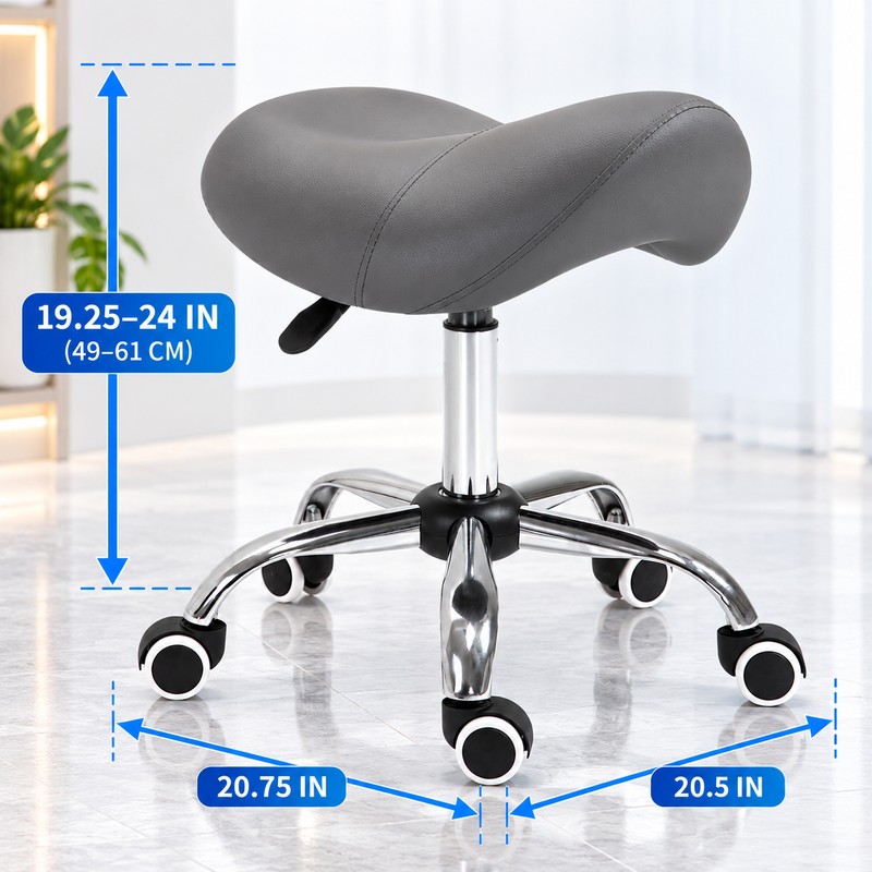 Adjustable Saddle Stool for Salon & Professional Work – Rolling