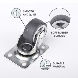 (Pack of 8) 30 mm Swivel Wheels Small Wheel Castors Rubber Wheels Heavy Duty Castors Furniture Wheels Casters with Mounting Plates Screws Included (8, 30 ⌀)