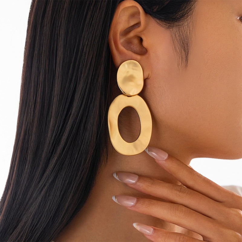 ROSASUENO Chunky Golden Layered Statement Dangle Drop Earrings Exaggerated Geometric