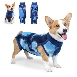 Dog Bodysuit After Surgery Dog Castration, Surgical Suit Dog Castration Dog, Dog Body Suit After Castration for Dogs Surgery Suit Pet Shirts (Bandages -Dyed Blue, S)
