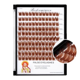 Bodermincer Lash Clusters D Curl Black/Light Brown/Dark Brown/Black Brown 10-12-14/12-14-16/16-18-20mm Mixed Lash Clusters Kit For Beginner (M01-Light Brown-12-14-16mm MIX)