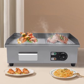 Electric Griddle Flat Top Griddle Non-Stick Countertop Grill for Home Kitchens Restaurants, Stainless Steel, 122℉-572℉ Adjustable Temperature (22in)