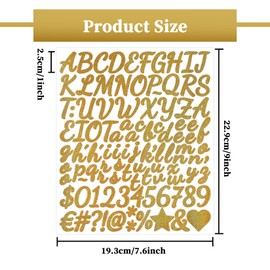 1 Inch Glitter Letter Sticker - Self Adhesive Alphabet Number Stickers for Christmas,Scrapbook,Wedding,Mailboxes,Name,DIY and Craft - 8 Sheets Shimmering Golden