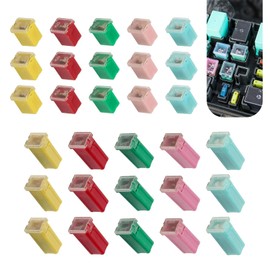 Nowkont 30 PCS Car Fuse Combination Kit, Long + Short 20A 30A 40A 50A 60A Fuses with Quick Identification Marks, Fireproof Plastic Housing + Copper Alloy Fuse, Universal for Cars Boat (Multicolored)