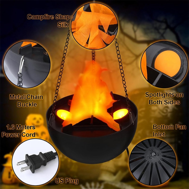 8 Pcs Halloween 3D Fake Fire Lamp 110vArtificial Hanging LED
