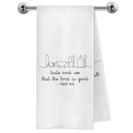 Trenstise Christian Kitchen Towels, Taste and See That The Lord is Good Psalm 34:8 Bible Verse Religious Decorative Dish Tea Hand Towels for Kitchen Dining Room, 16x24 Inch