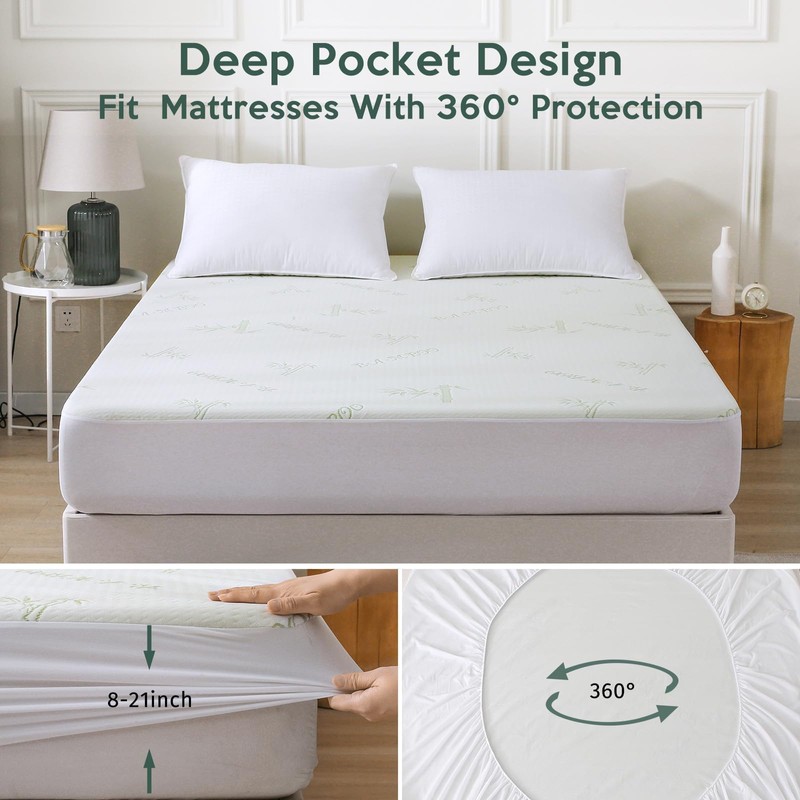MUXHOMO Premium 100% Waterproof Full Size Mattress Protector, Breathable Mattress