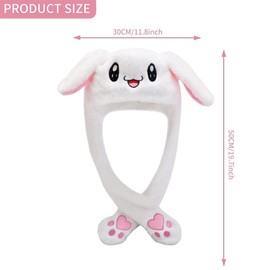 Rabbit Hat Ear Moving Jumping Hat Funny Plush Cap for Kids Dress Up Cosplay Party Christmas Holiday Cute Ear Flap Cap for Adults Pink
