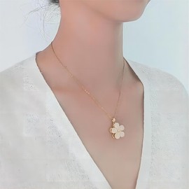 ALRNBY Fidget Necklace for Women Gold Evil Eye Necklace Blue Sparkly CZ Eye Pendant Necklace Four Leaf Clover Necklace Key Necklace for Women Cute Dainty Evil Eye Luck Protection Gift for Women (ST3 Flower)