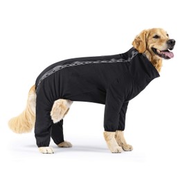 Canada Pooch Dog Slush Suit Dog Bodysuit for Rain and Snow Full Body Dog Suit Water-Resistant Dog Onesie (Black, 12 (11-13" Back Length))