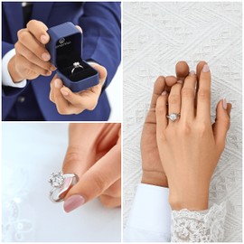 MomentWish Moissanite Rings, 2Ct Wedding Rings for Her, D Color VVS1 Lab Created Diamond Rings Women Engagement Solitaire Rings Size-L 1/2