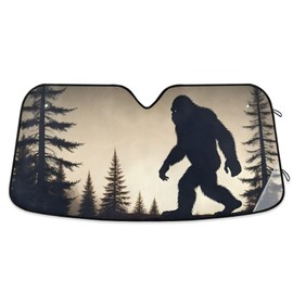 YMGQYJ Windshield Sun Shade Auto Sun Visor Heat Protection Foldable Blocks UV Ray for Sedan SUV Truck-Silhouette of Sasquatch Print