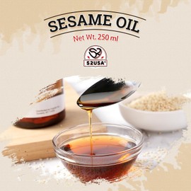 52USA Sesame Oil, Toasted Sesame Oil, Sesame Oil Cooking, 8.45 Fl Oz (250 ml)–Premium Cold Pressed Sesame Seed Oil, Aromatic & Nutty Flavor, 100% Pure Sesame Oil, Ideal for Asian Cooking, Baking, Soup