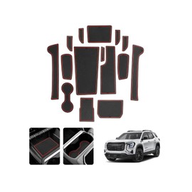 LUWU for 2025 2026 GMC Terrain Accessories - for 2025 2026 GMC Terrain Elevation/AT4/Denali Door Slot Mats Cup Holder Inserts Center Console Liners Mats Red-Trim - 15 PCS/Sets
