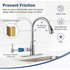 Stainless Steel 304 Kitchen Sink Faucet with Pull Down Spray Outdoor RV Kitchen Faucet Pull Out Extension Utility Farmhouse Faucets for Sink 1 Hole,Single Handle Rent Apartment Dorm