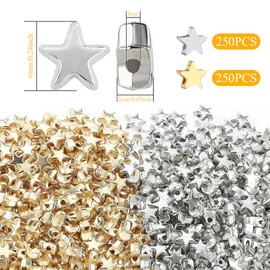 400 Pcs Star Spacer Beads,6mm Gold/Silver Arcylic Star Shape Spacer Beads,Large Hole Star Shape Loose Beads Bulk,Star Shape Charm Loose Beads Bulk for Necklace Bracelet Earring DIY Craft (Gold&Silver)