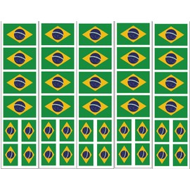 40 Removable Stickers: Brazil Brasil Flag, Brazilian Party Favors, Decals