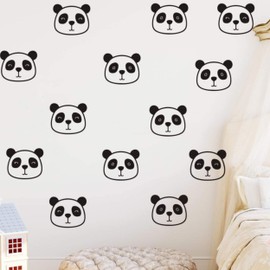 36 Pieces/Set Cute Panda Wall Decals Vinyl Sticker For Kids Boy Girl Baby Bedroom Decoration Art Remobable Decor YMX09 (Black)