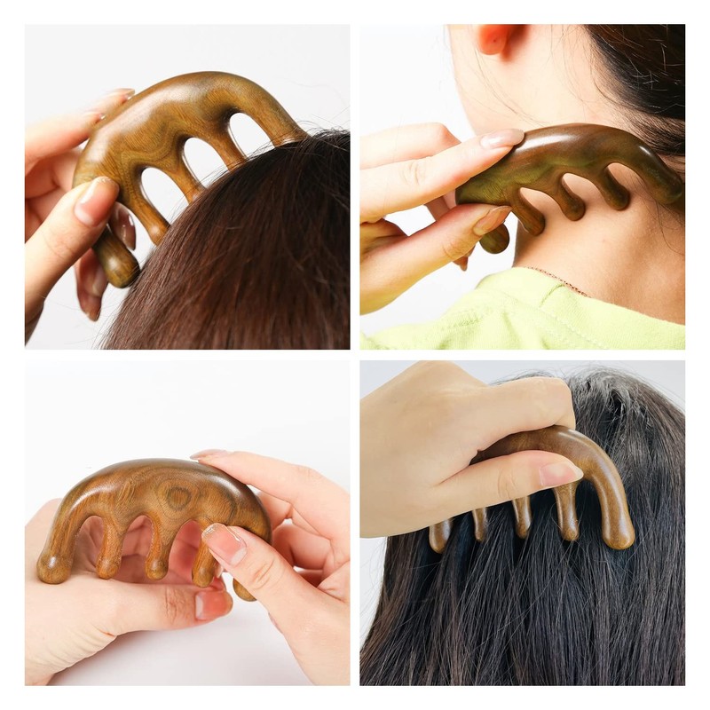 Coollooda Hair Comb, Half Moon Comb, Scalp Massage, Sandalwood Comb,
