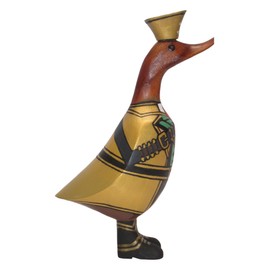 Brave Wings Hand Carved Wooden Bamboo Duck ~ Pirate Duck 23cm High ~ Ornament Sculpture Figurine Statue Unique Table Decoration Home Decor ~ 5327