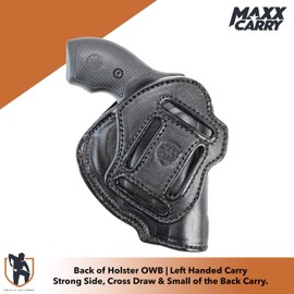 Maxx Carry Multi-Carry 4-Way OWB & IWB Premium Leather Gun Holster fits Ruger LCR, LCRx, SP101 | S&W Bodyguard 38 Special, M&P 340 | Taurus 85, 605, 856 and Other Snub Nose.