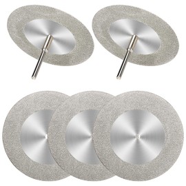 5Pcs 60mm Diamond Cutting Disc Saw Blades Cut Off Wheels With 5Pcs Mandrel 1/8'' Shank Stone Blade For Rotary Tool Cutting Polishing Glass Tiles Marble Plastic Jade (60mm)