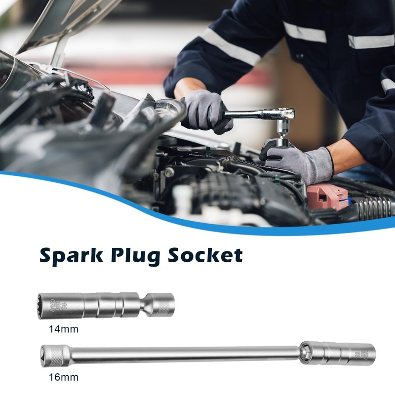 2PCS Spark Plug Socket 16mm and 14mm, Magnetic Universal Spark