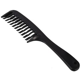 2X Black Double Tooth Detangler Hair Comb Shampoo Comb with Handle for Long Curly Wet Hair