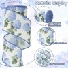 AnyDesign Hydrangea Flower Wired Edge Ribbon Blue Floral Stripe Craft